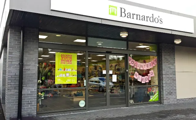 Full-glass aluminium shopfront installed for Barnardo's charity shop