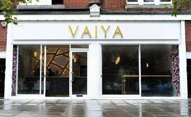 White framed glass cafe frontage for VAIYA